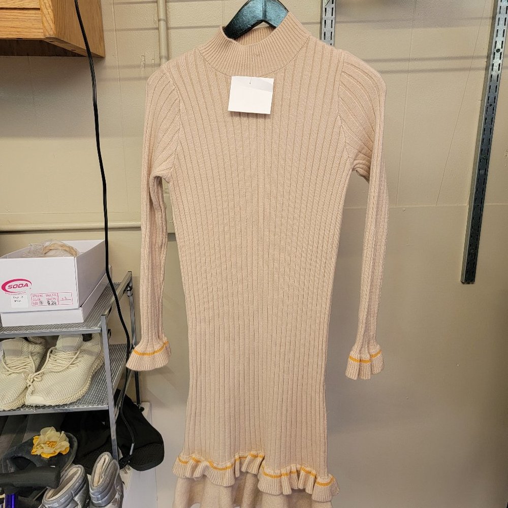 1556 - M Beige Sweater Dress